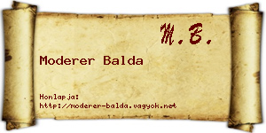 Moderer Balda névjegykártya